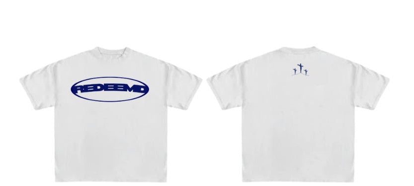 002 | REDEEMD BOX-FITTED TEE “WHITE & NAVY”